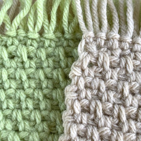 Mug Rugs Coasters Handmade Crochet Green Beige Fringe Vinyl Back Set of 4 - Picture 6 of 10